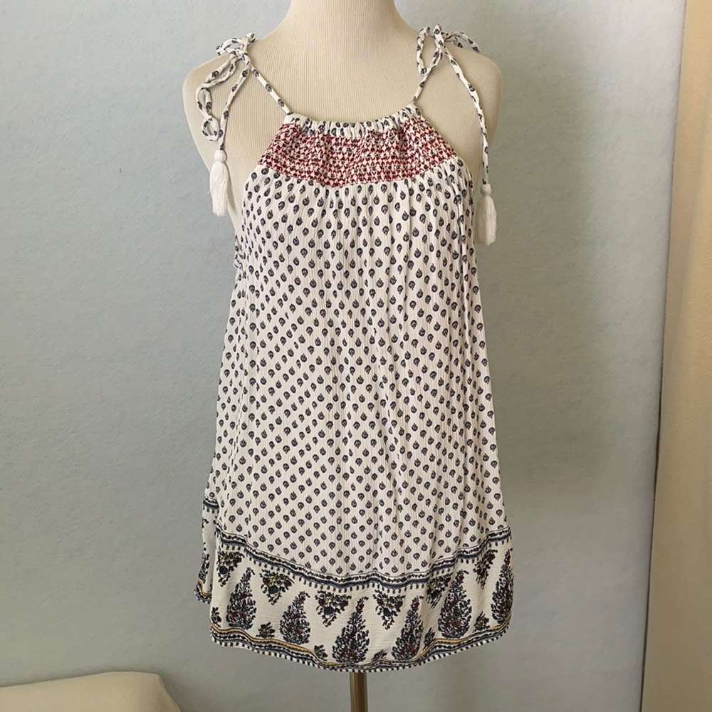 Old Navy Floral Tie Shoulder Strap Ruched TankTop